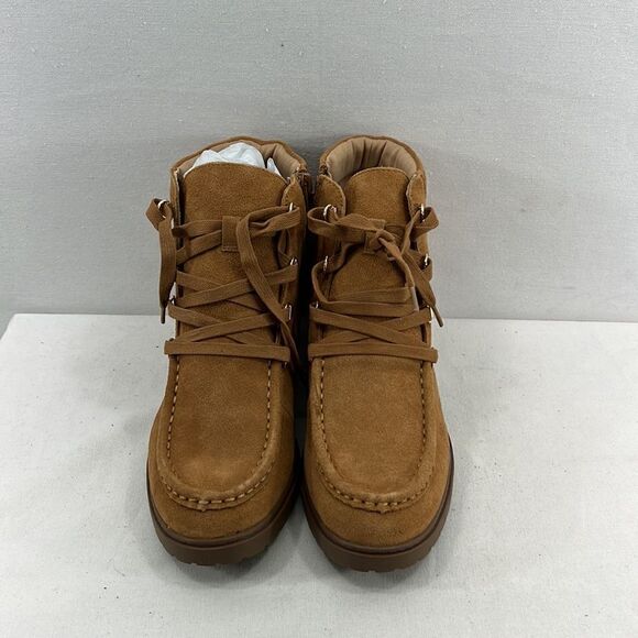 Giani Bernini Berteyl Suede Lace-Up Booties Amber Suede- Size 9 M- NIB - Picture 2 of 7